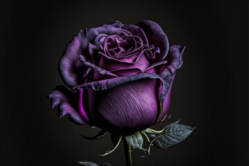 Wall Mural - Vintage Classic deep violet rose bouquet on dark background.Generative AI.