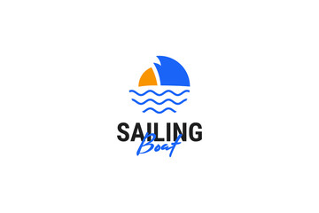 Sailing icon with sea logo design vector template illustration idea