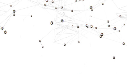Poster - Futuristic geometric double data flow background with connecting dots and lines. Abstract digital