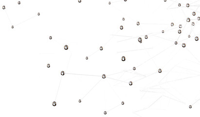 Poster - Futuristic geometric double data flow background with connecting dots and lines. Abstract digital