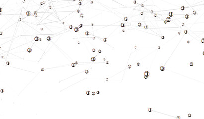 Poster - Motion of digital data flow. Communication and technology network concept with moving lines and dots