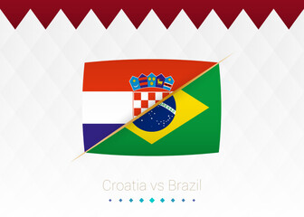 Wall Mural - National football team Croatia vs Brazil, Quarter finals. Soccer 2022 match versus icon.