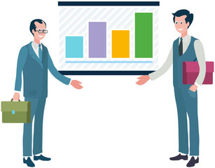 Poster - investment analysis concept banner with characters. financial administration. commerce solutions for