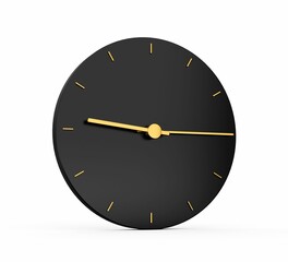 Poster - 3D-rendered black wall clock with gold arrows isolated on a white background