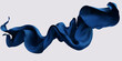 Flying fabric element, blue floating scarf 3d rendering, fashion banner for product advertising