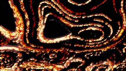 Poster - Abstract bending narrow stripes of tiny shining particles on a black background. Motion. Curved silhouettes of glowing dust.