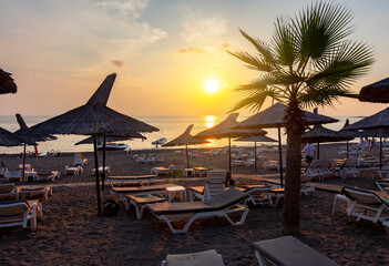 Wall Mural - Scenic sunset on beach in Alanya, Turkey