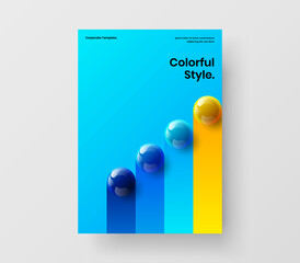 Wall Mural - Abstract brochure A4 vector design concept. Multicolored realistic spheres corporate identity illustration.