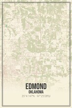 Retro US City Map Of Edmond, Oklahoma. Vintage Street Map.