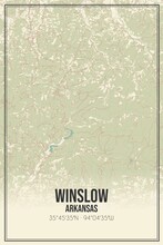 Retro US City Map Of Winslow, Arkansas. Vintage Street Map.