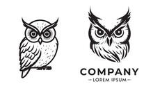 Owl Logo Set. Owl Logo Vector Silhouette