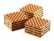 Wafers cubes with chocolate filling. 3d illustration. Clipping path. Isolated on background