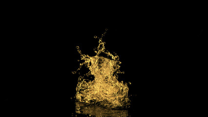 Poster - Golden splash isolated on black background.
