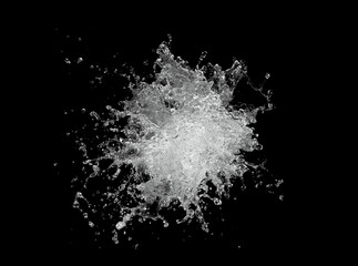 Poster - Water splash isolated on black background.