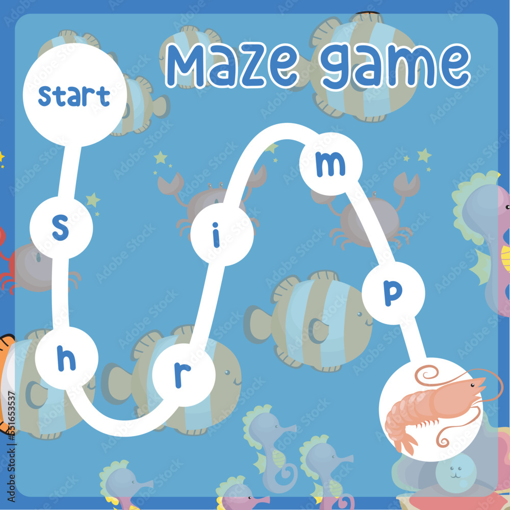 Maze game for children with animal theme. Preschool worksheet ...