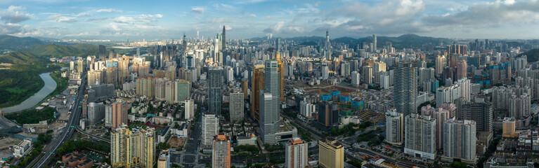 Shenzhen ,China - Circa 2022: Aerial view of landsccape in Shenzhen city, China