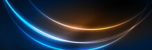 Blue Neon Glowing Lines, Magic Energy Space Light Concept, Abstract Background Wallpaper Design