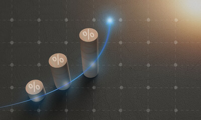 Canvas Print - Chart graph data analysis growth up progress copy space financial marketing business development money wealth profit success step performance income technology sale economy career ladder potential 