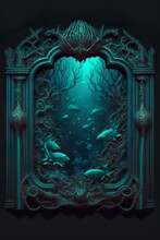 Underwater Gateway With Deep Sea World Card Frame Decoration