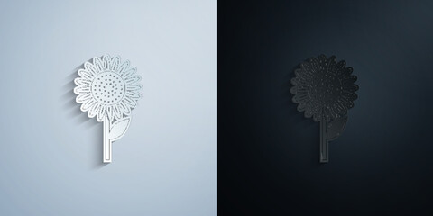 Poster - Sunflower paper icon with shadow vector illustration
