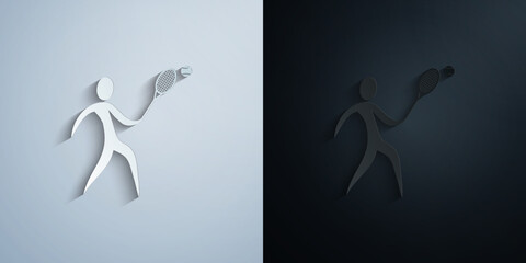 Poster - tennis player paper icon with shadow vector illustration