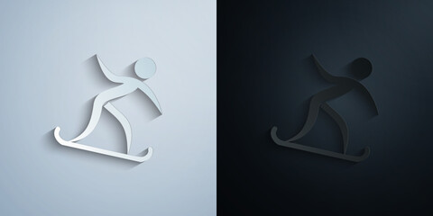Poster - a man on a unicycle paper icon with shadow vector illustration