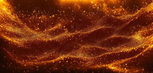 Poster - a golden particle background with a sense of movement or dynamism. swirling and flowing sparkles, st