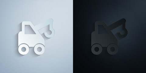 Poster - Construction, crane paper icon with shadow vector illustration