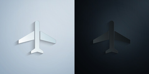 Poster - Airplane, airport paper icon with shadow vector illustration
