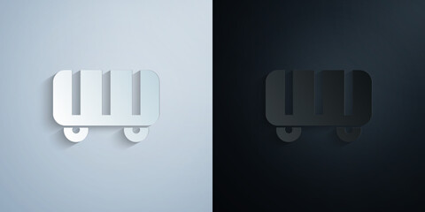 Poster - Cargo, railroad, wagon paper icon with shadow vector illustration