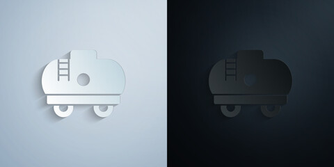 Poster - Railroad, tank paper icon with shadow vector illustration