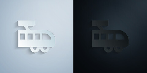 Poster - Electric train paper icon with shadow vector illustration