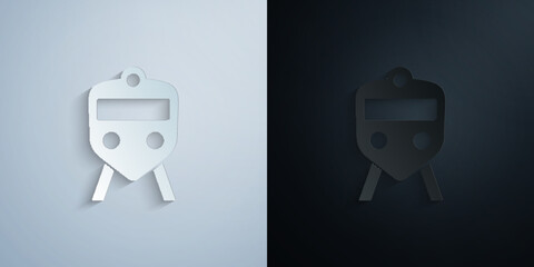 Poster - Railway, sign, train paper icon with shadow vector illustration
