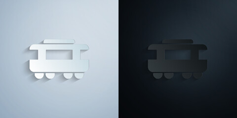 Poster - Passenger Bus paper icon with shadow vector illustration