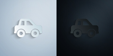Poster - Car, passenger paper icon with shadow vector illustration