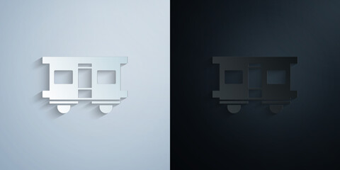 Poster - Passenger rail transportation paper icon with shadow vector illustration