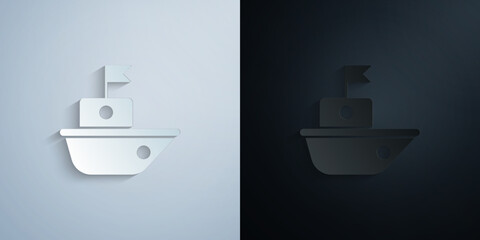 Poster - Ship, vessel paper icon with shadow vector illustration