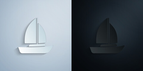 Poster - Boat, ship paper icon with shadow vector illustration