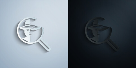 Poster - detective search black and white illustration paper icon with shadow vector illustration