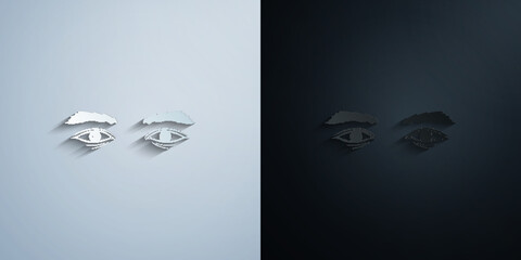 Poster - Realistic man eyes black and white illustration paper icon with shadow vector illustration