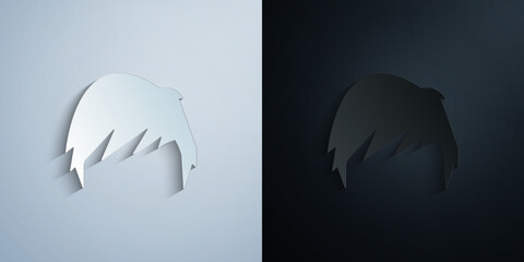 Poster - hair, woman, haircut, side fringe paper icon with shadow vector illustration