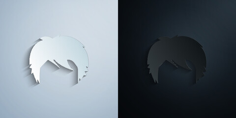 Poster - hair, woman, haircut short paper icon with shadow vector illustration