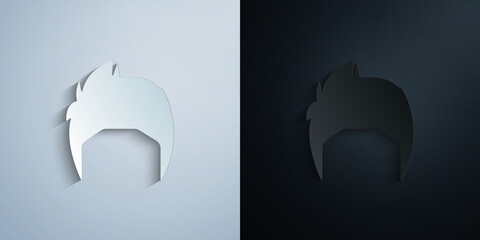Poster - hair, woman, haircut short paper icon with shadow vector illustration