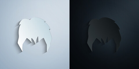 Poster - hair, woman, haircut short paper icon with shadow vector illustration