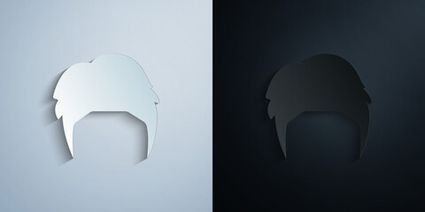 Poster - hair, woman, haircut caesar paper icon with shadow vector illustration