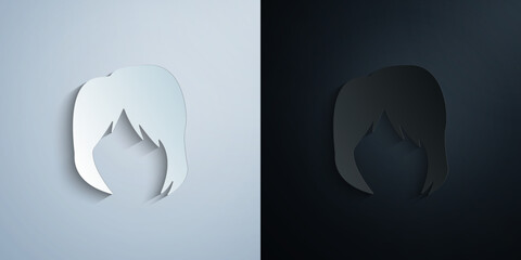 Poster - hair, woman, haircut layered paper icon with shadow vector illustration