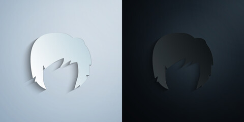 Poster - hair, woman, haircut bob paper icon with shadow vector illustration