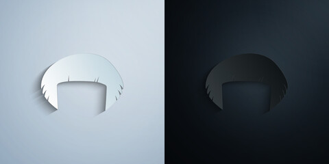 Poster - hair, woman, haircut short paper icon with shadow vector illustration