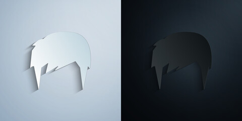 Poster - hair, woman, haircut shag paper icon with shadow vector illustration
