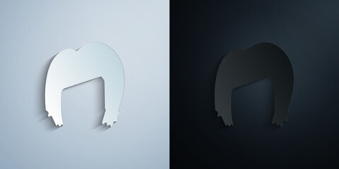 Poster - hair, woman, haircut, side-swept paper icon with shadow vector illustration